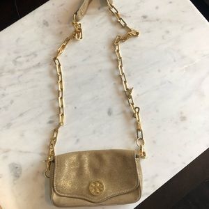 Tory Burch shimmer suede cross body